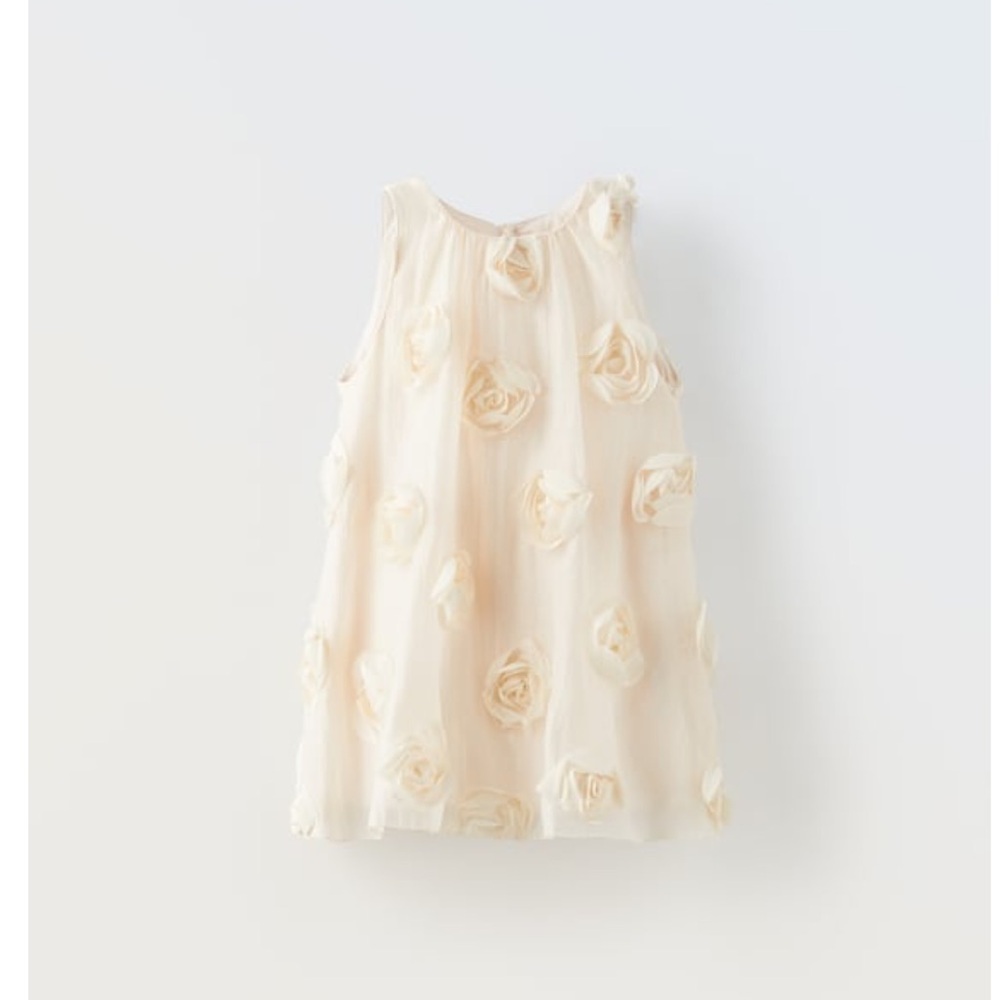 Zara Girls 3-D Rosette A Line Dress, size 5/6
